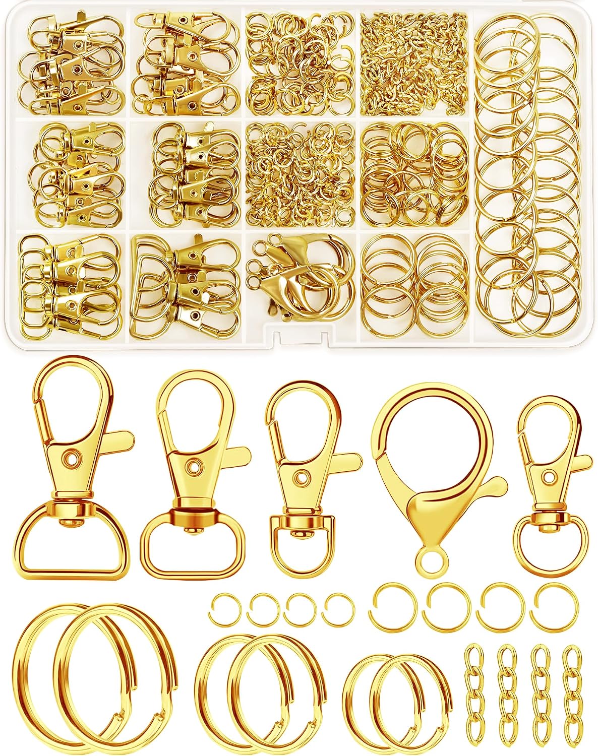 325PCS FIVEIZERO Keychain Making Kit - Gold Keychain Clips with Key Rings