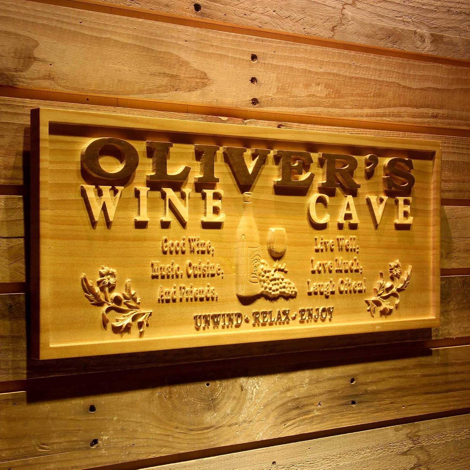 ADVPRO wpa0126 Name Personalized Wine Cave VIP Room Wood Engraved Wooden Sign - Standard 23 x 9.25