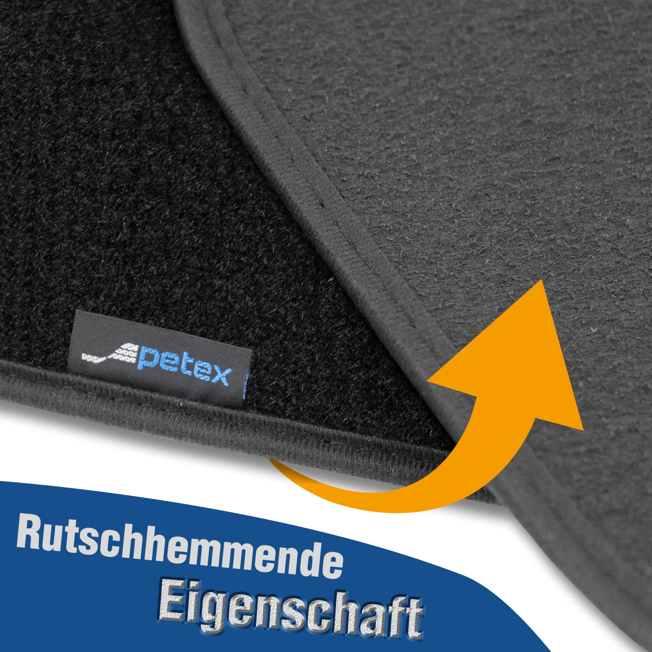 PETEX Lot de 4 Tapis de Sol de Voiture en Velours - Pluto - Noir