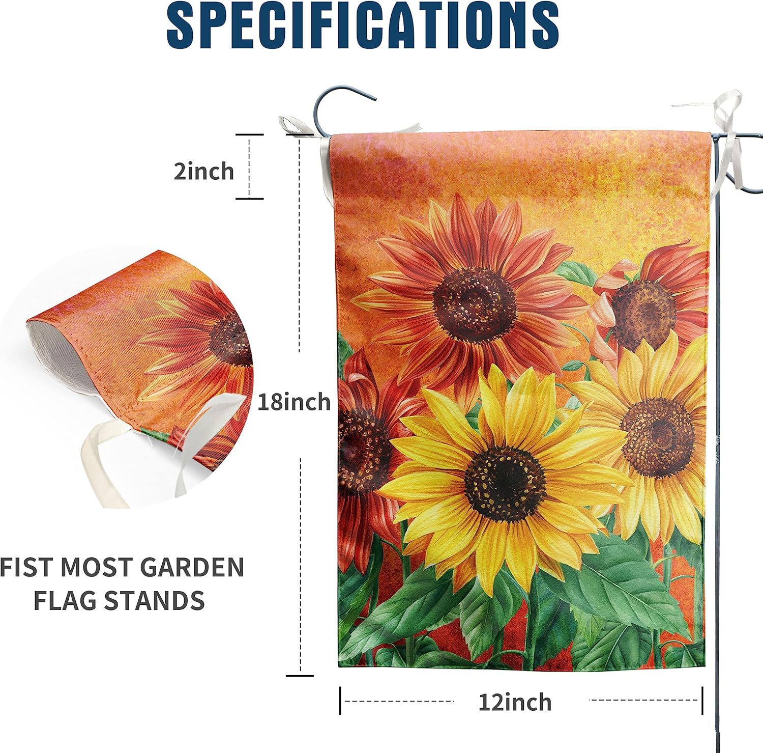 Fall Garden Flag Sunflower Yard Flag for Outside Late Summer Flags 12x18 Double Sided Welcome Autumn Thanksgiving Holiday Outdoor Decorations - Image 2