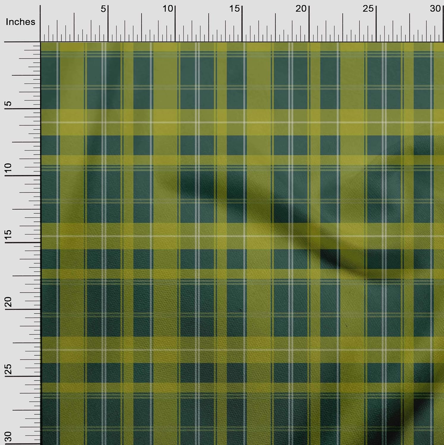 oneOone Cotton Jersey Olive Green Fabric Madras Check DIY Clothing Quilting Fabric Print Fabric by Yard 58 Inches Wide