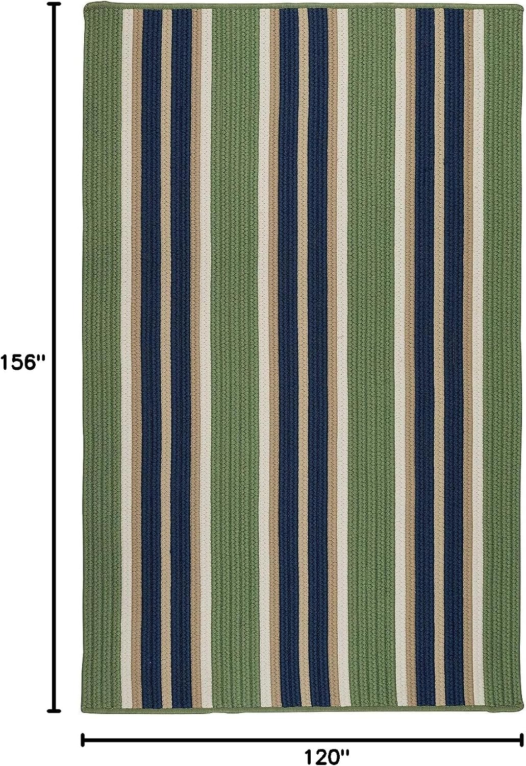 Colonial Mills Mesa Stripe Braided Rug, 10' X 13' , Harbor Green