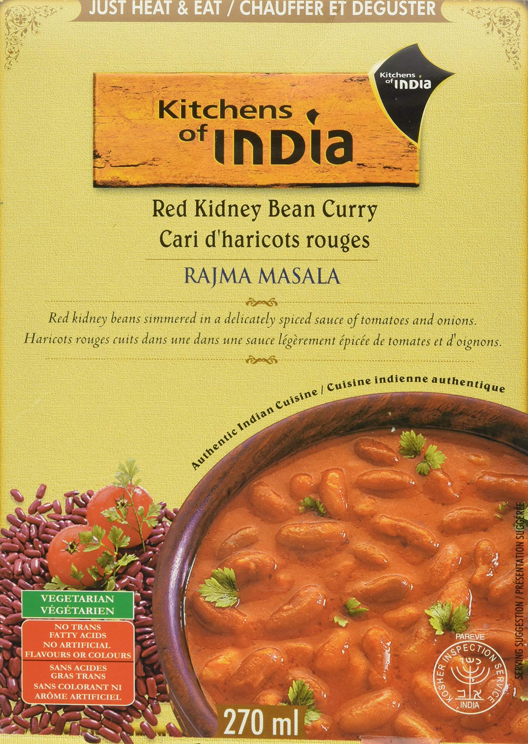Kitchens Of India Dinner - Red Kidney Beans Curry - Rajma Masala - 10 Oz - Case 6