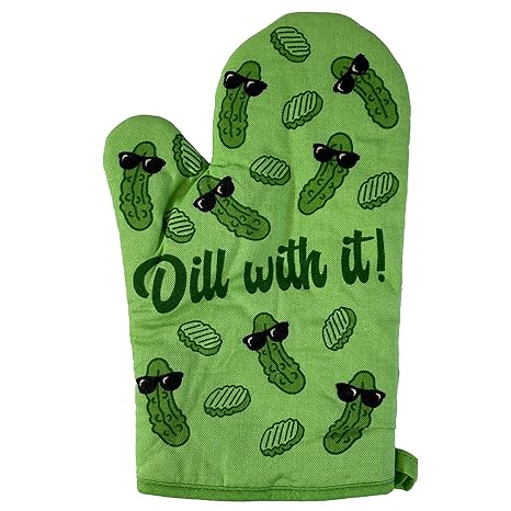 Crazy Dog T-Shirts Dill with It Oven Mitt Funny Cool Pickle Coking Kitchen Glove (Oven Mitts)
