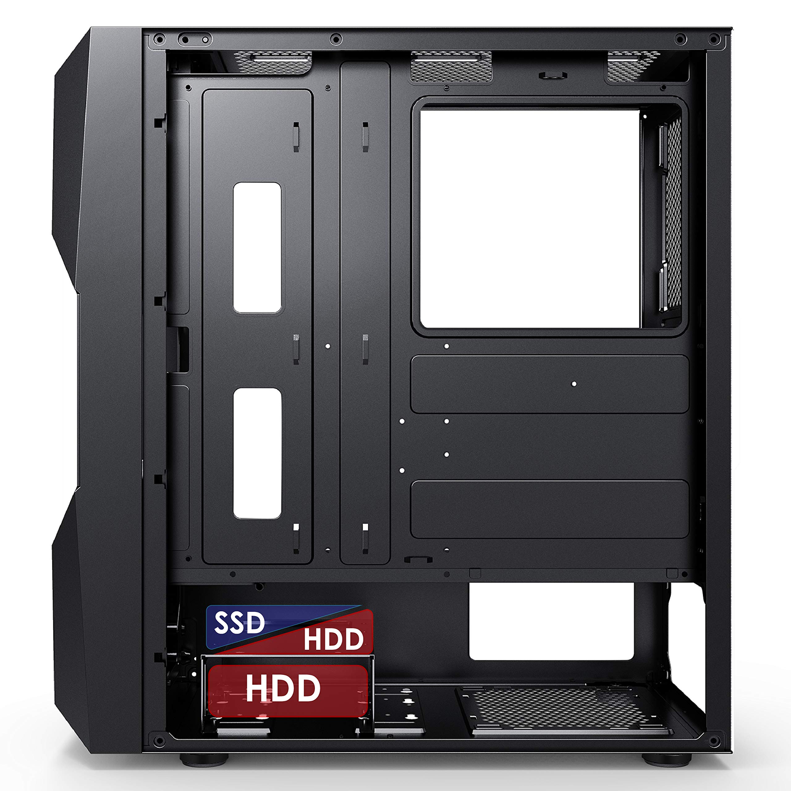 EMPIRE GAMING - Caja PC Gamer Onyx - ARGB Torre Mediana ATX, Micro ATX e ITX - 4 Ventiladores LED RGB Adressables (1x200 mm y 3x120 mm) – Pared Lateral en Cristal Templado
