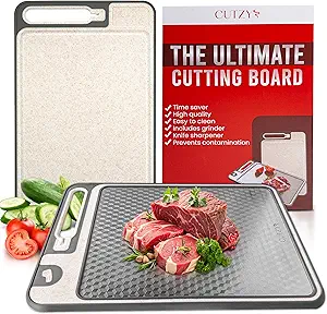 Stainless Steel Cutting Board For Kitchen, Non Toxic Cutting Board For Meat and Chicken, Non Plastic Cutting Boards, Wheat Straw PP, 14.3 * 9.8, Kitchen Gadgets & Utensils, Home Essentials