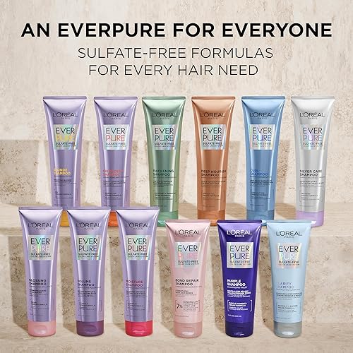 Miniatura 7 de L'Oreal Paris EverPure Silver Care Champú sin sulfato, iluminador y nutritivo para cabello gris y plateado, fórmula vegana con péptidos, 8.5 onzas