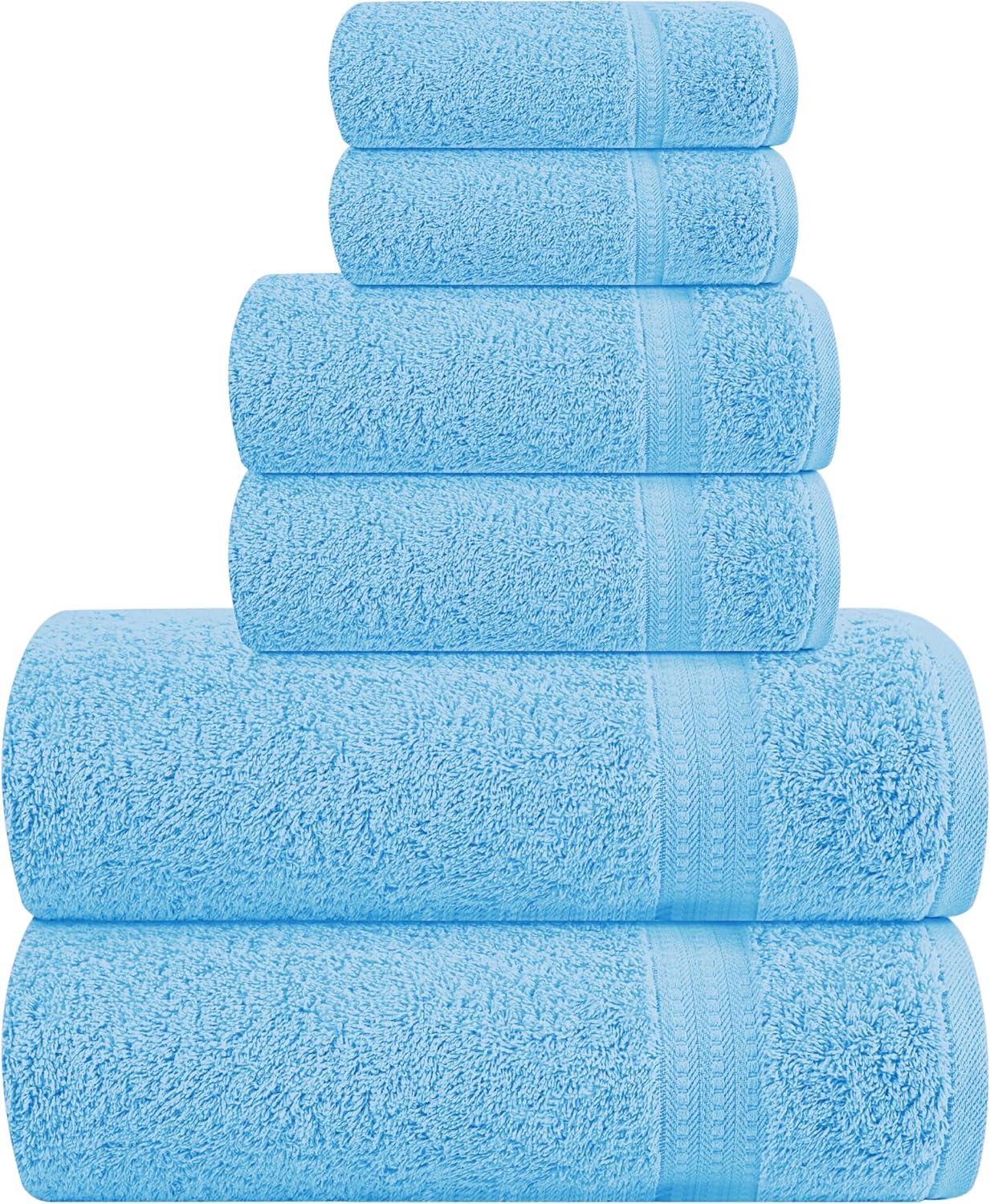 MyOwn 6 Piece Towel Set, 100% Combed Cotton - 2 Bath Towels, 2 Hand Towels, 2 Wash Cloths - 500 GSM Luxury Hotel Quality Ultra Soft Highly Absorbent Towel Set for Bathroom - Black