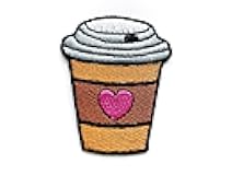 TH Cute Little Coffee Cup Lover Cartoon Patches Applique Embroidered Sew on Iron on Patch for Backpacks Jeans Jackets T-Shirt Clothing Costume