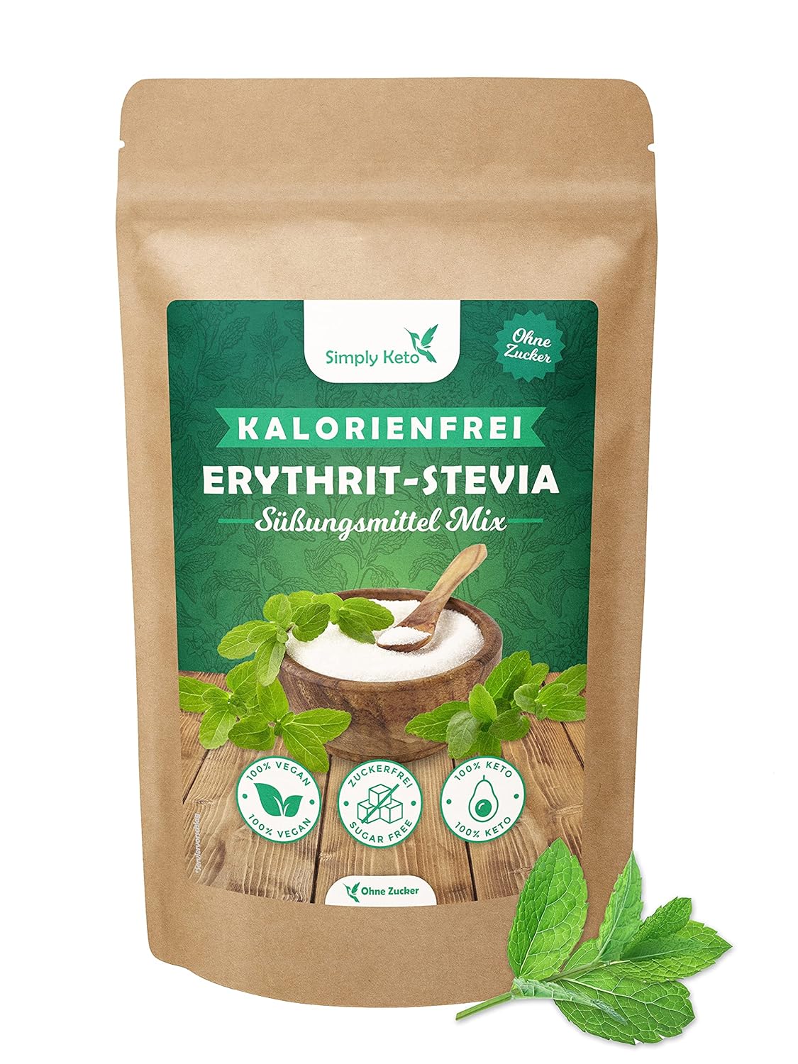 Simply Keto Erythrit Stevia Mix 1kg Natürlicher Zuckerersatz ohne