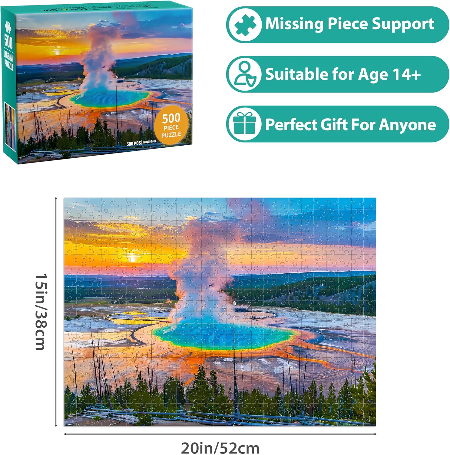 Jigsaw Puzzles for Adults 500 Pieces Puzzle National Parks Interlock Perfectly Letter on Back No Dust, Landscape Puzzle Home Decor Toy Gift for Teens Men Women Seniors Nature Jigsaw Puzzles Scenery image 2
