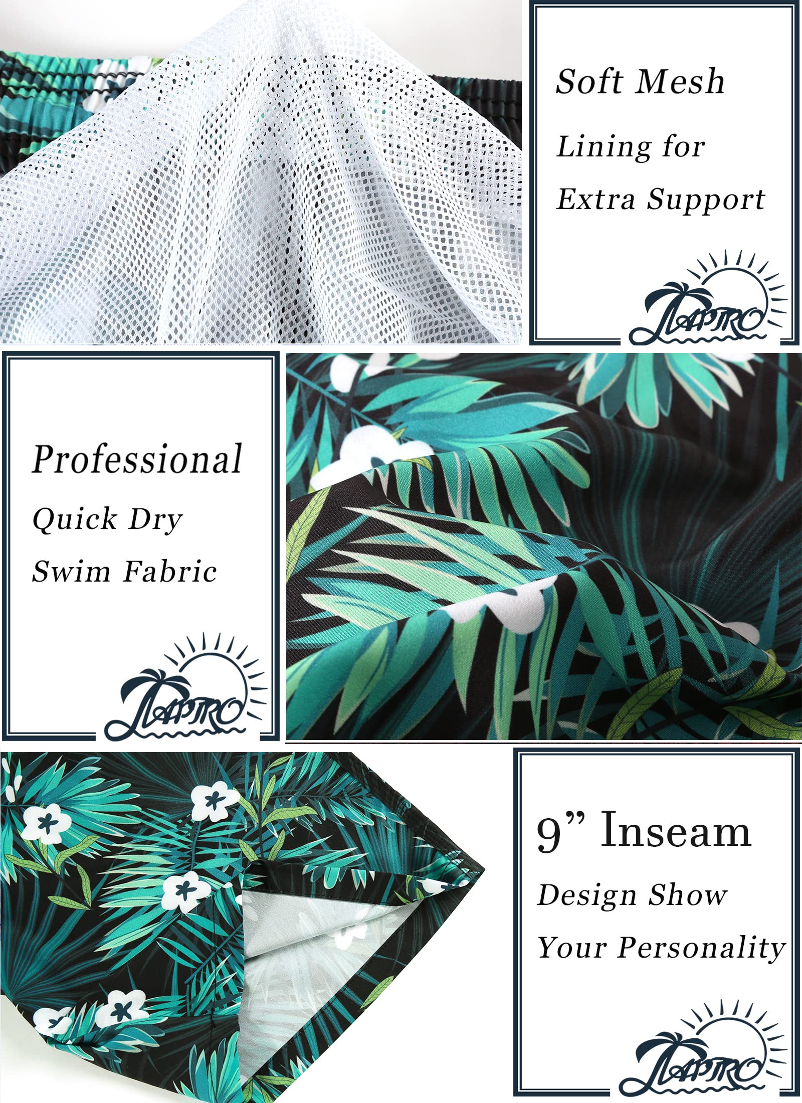 APTRO Costumi Pantaloncini da Bagno Uomo Mare Surf Piscina Stampa Hawaiana Estiva Grande Asciugatura Rapida con Fodera in Rete