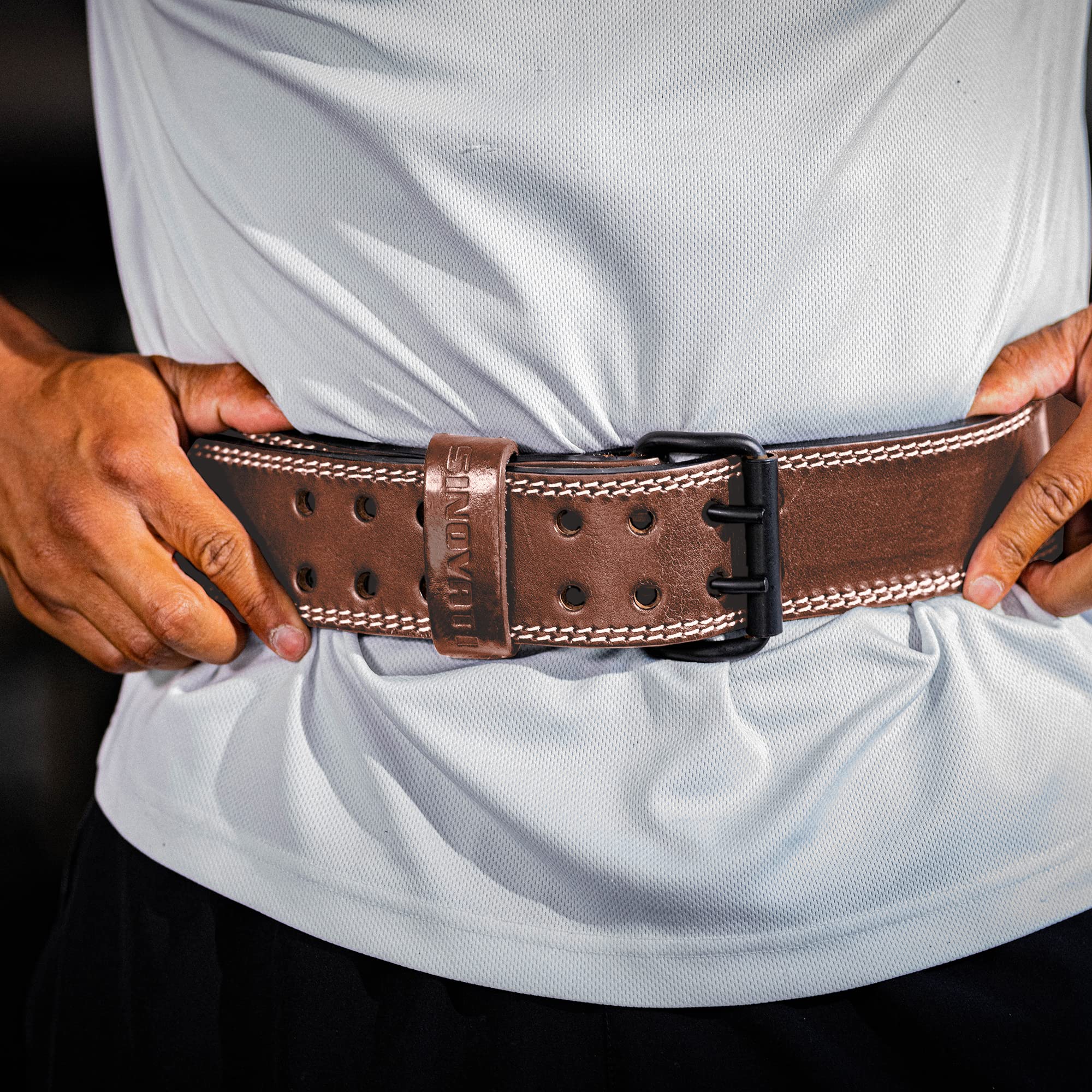 Ceinture d'Haltérophilie Pour Sports de Force - Deadlift, Squats et Bodybuilding - Ceinture de Fitness Avec Rembourrage, Marron
