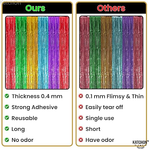 Vista 23 de KatchOn - Telón de fondo de flecos naranja extra grande de 6.4 x 8 pies, paquete de 2 Decoraciones de cumpleaños naranja Telón de fondo