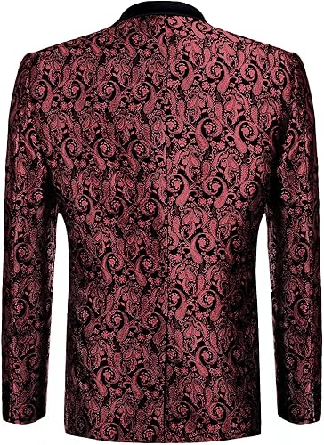 Miniatura 3 de COOFANDY Chaqueta de Traje de Esmoquin Floral para Hombre de Un Botón Blazer Brillante de Lujo para Cena Fiesta Graduación Boda