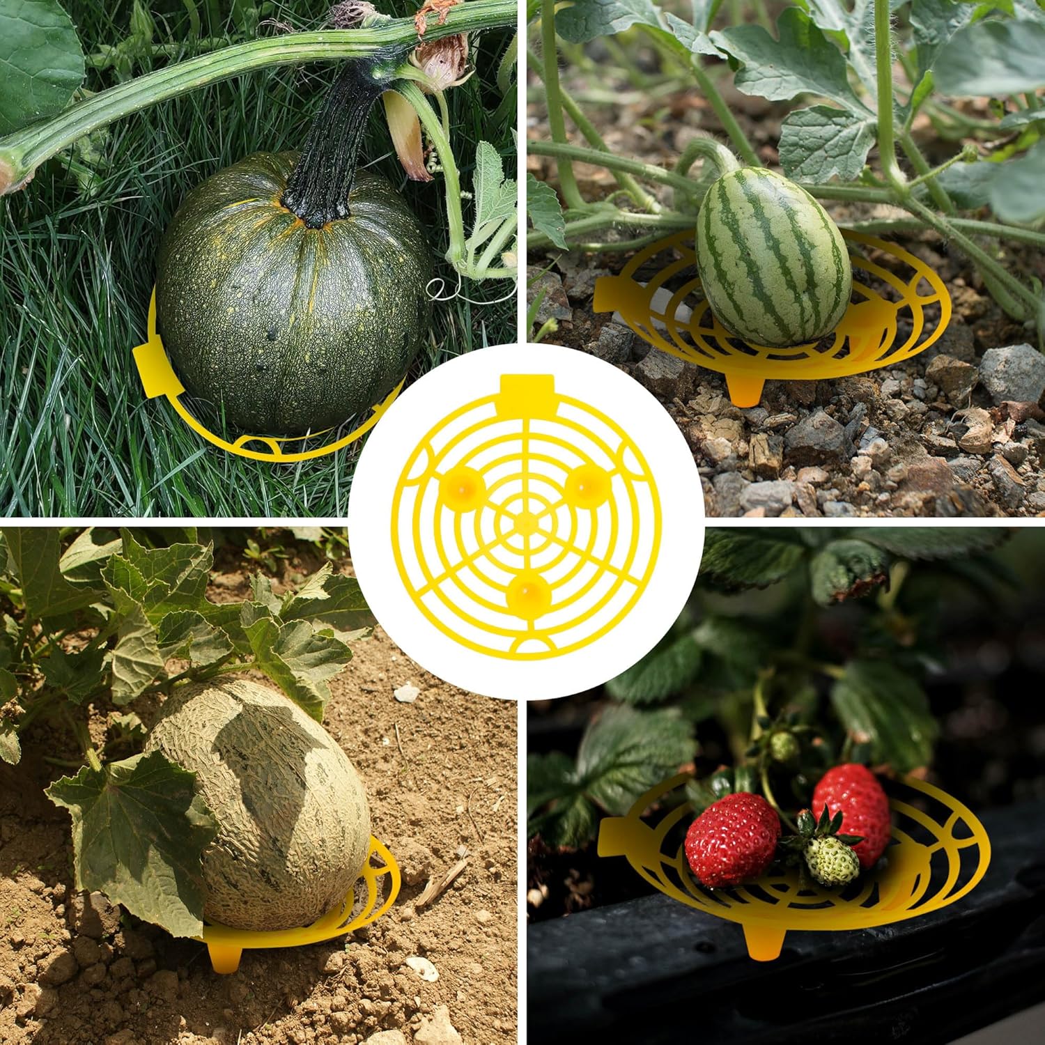 15 Pack Melon Cradle for Garden Pumpkin Support Stand Trellis,Avoid Ground Rot,Plastic Plant & Garden Support for Pumpkin Watermelons Squash Strawberries(Yellow)