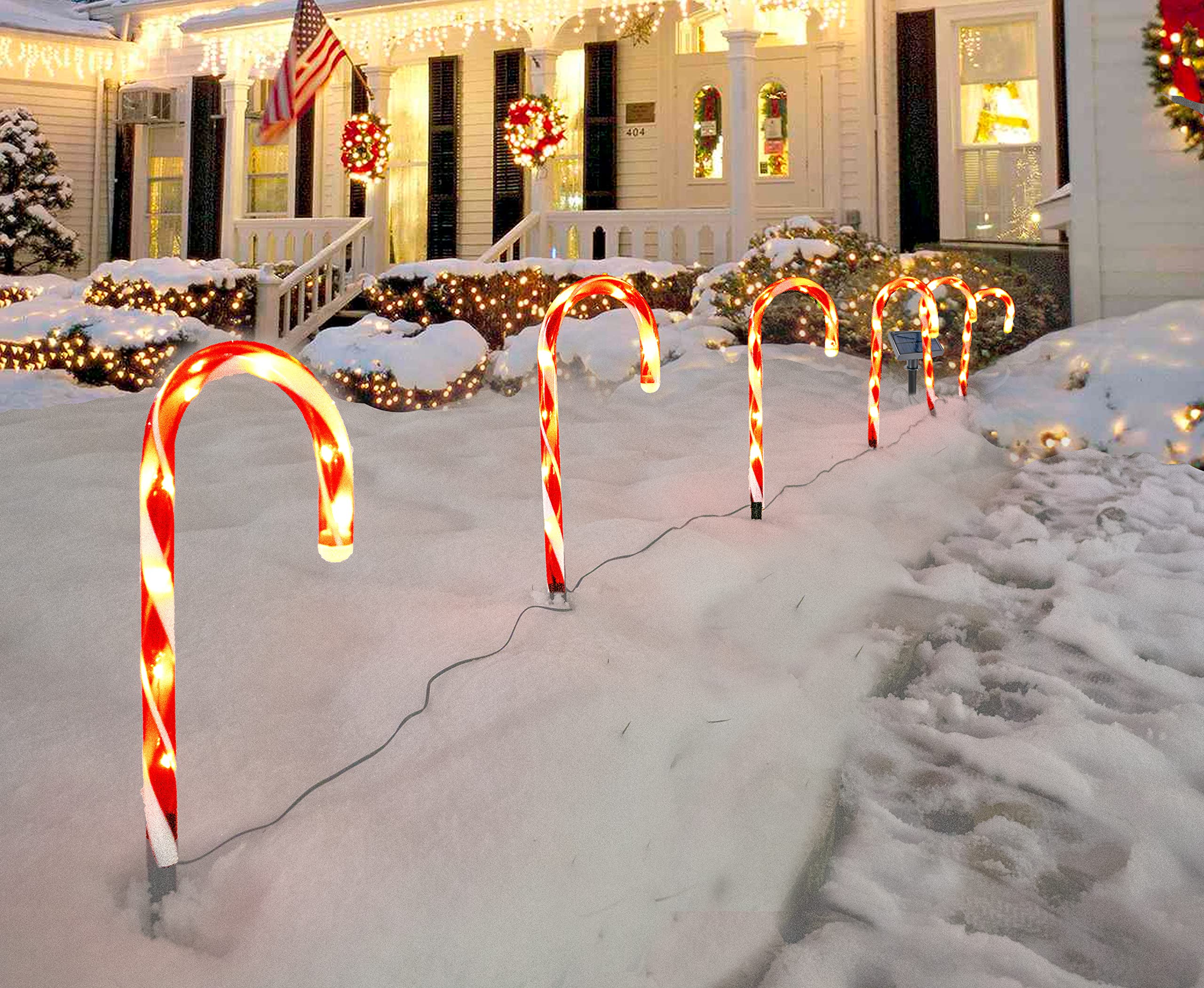 Amazon.com : Solar Christmas Candy Cane Lights - Outdoor Stake Christmas Decorations - Waterproof for Patio, Garden, Pathway Markers, Holiday Xmas Walkway Lanscape Garden Decor (12pc) : Tools & Home Improvement