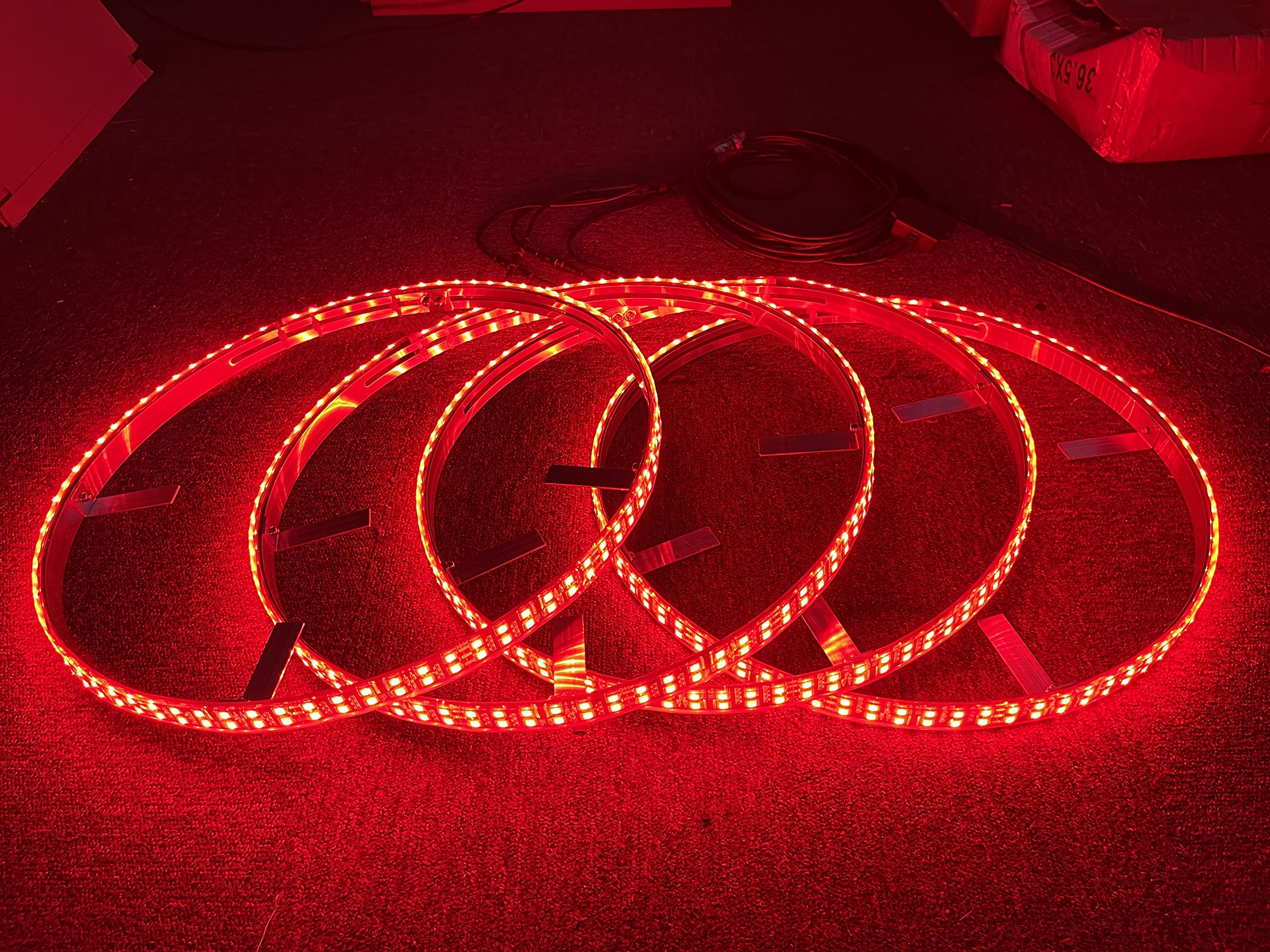 17.5'' RGB Multiple Changing Double Row LED Wheel Light Kit IP68 Waterproof 576Leds w/Turn Signal,Braking Functionand Bluetooth App and Remote Ctrl