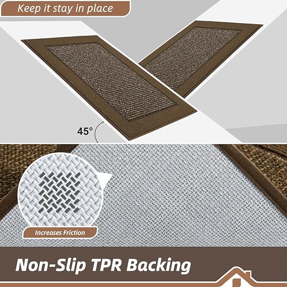 BEQHAUSE Indoor Door Mat 20 x 32, Dirt Trapper Door Mats Non-Slip Entryway Rugs Washable, Trap Dirt Absorbent Welcome Mat, Low Profile Floor Mats for Front Back Door and Entryway, Brown