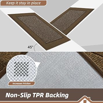 BEQHAUSE Indoor Door Mat 20 x 32, Dirt Trapper Door Mats Non-Slip Entryway Rugs Washable, Trap Dirt Absorbent Welcome Mat, Low Profile Floor Mats for Front Back Door and Entryway, Brown