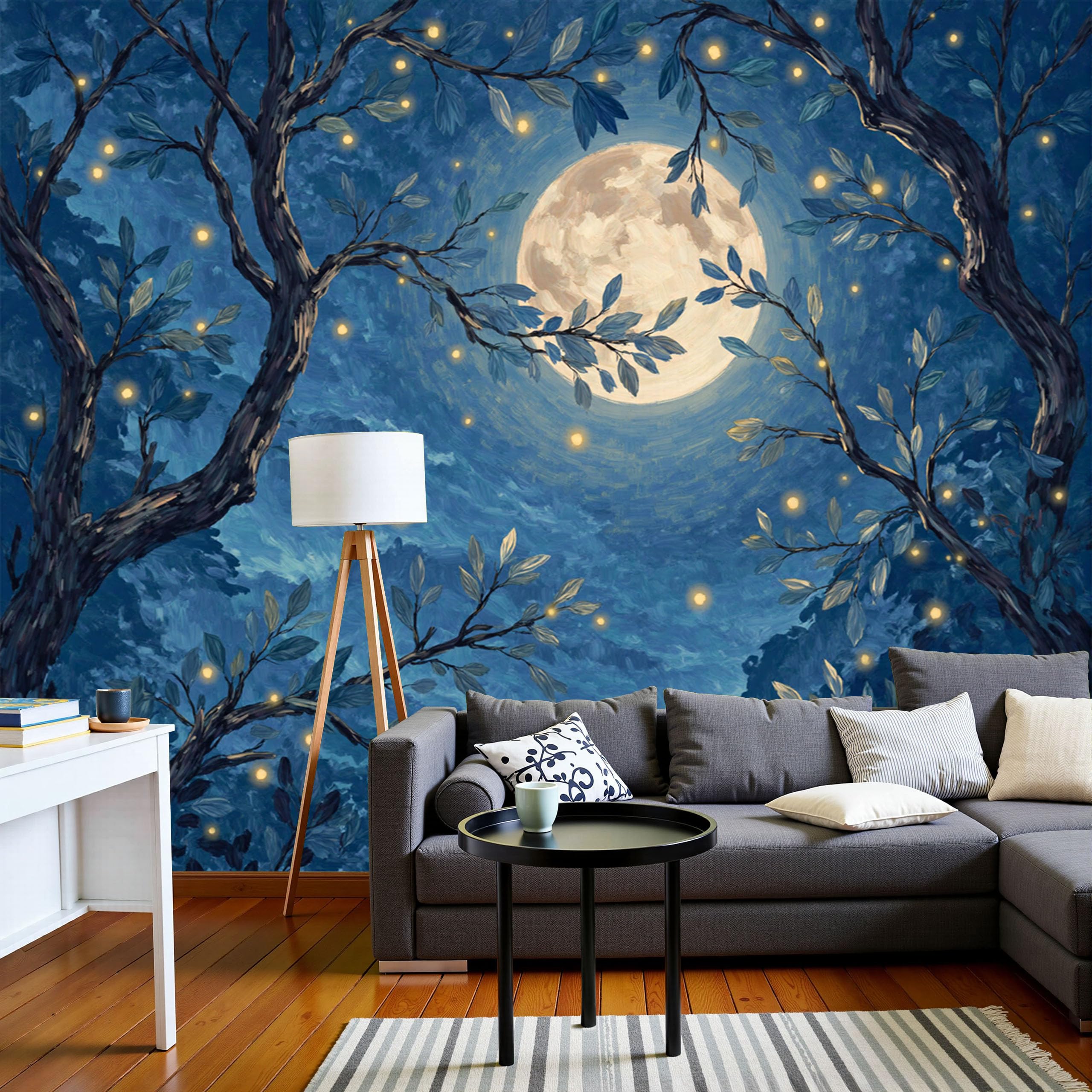 Soie murale bleu chambre au design fantastique et finitions haut de gamme