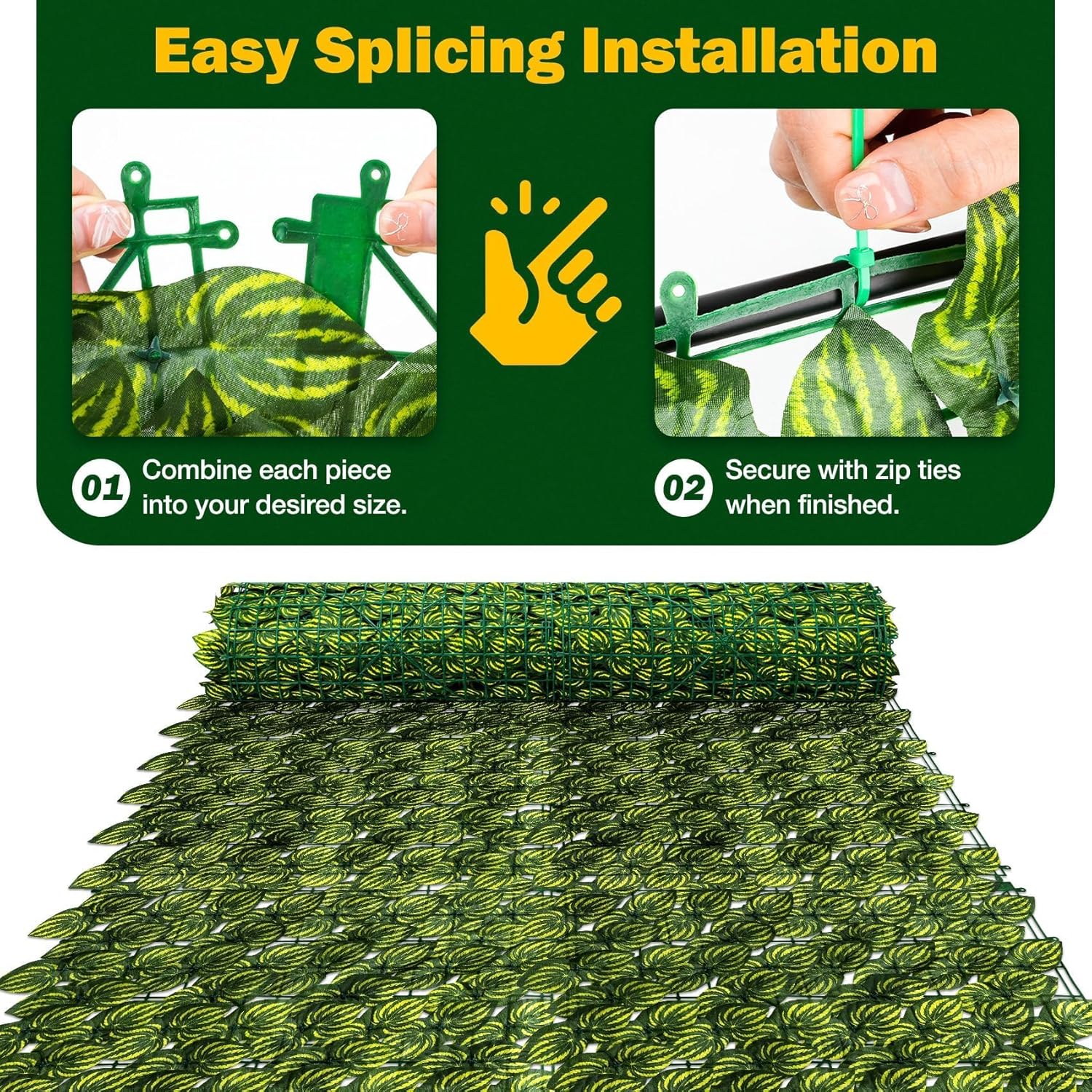 120"x40" Artificial Ivy Privacy Fence Screen, Faux Greenery Backdrop Ivy Vine Leaf Hedges Wall Fence Panels Green Wall Decor for Patio, Balcony, Garden, Backyard Indoor Outdoor