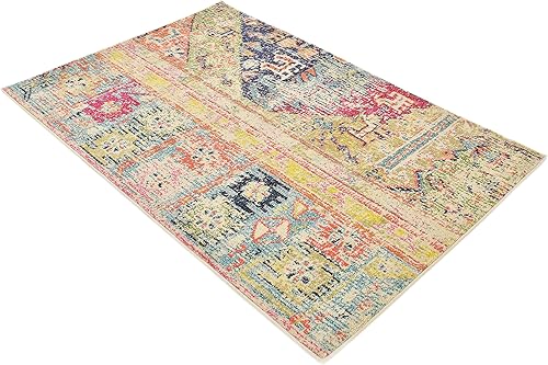 Miniatura 12 de Unique Loom Colección Monterey  Tapete bohemio tribal de época con colores brillantes, Polipropileno, MultiBeige