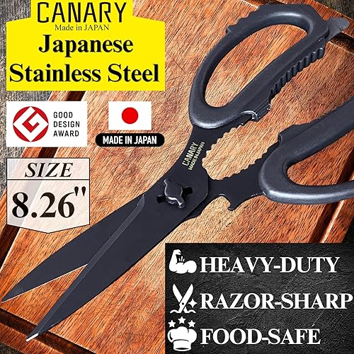 Miniatura 9 de CANARY Tijeras de cocina japonesas resistentes fabricadas en Japón aptas para lavavajillas cuchillas separadas tijeras de cocina multiusos acero