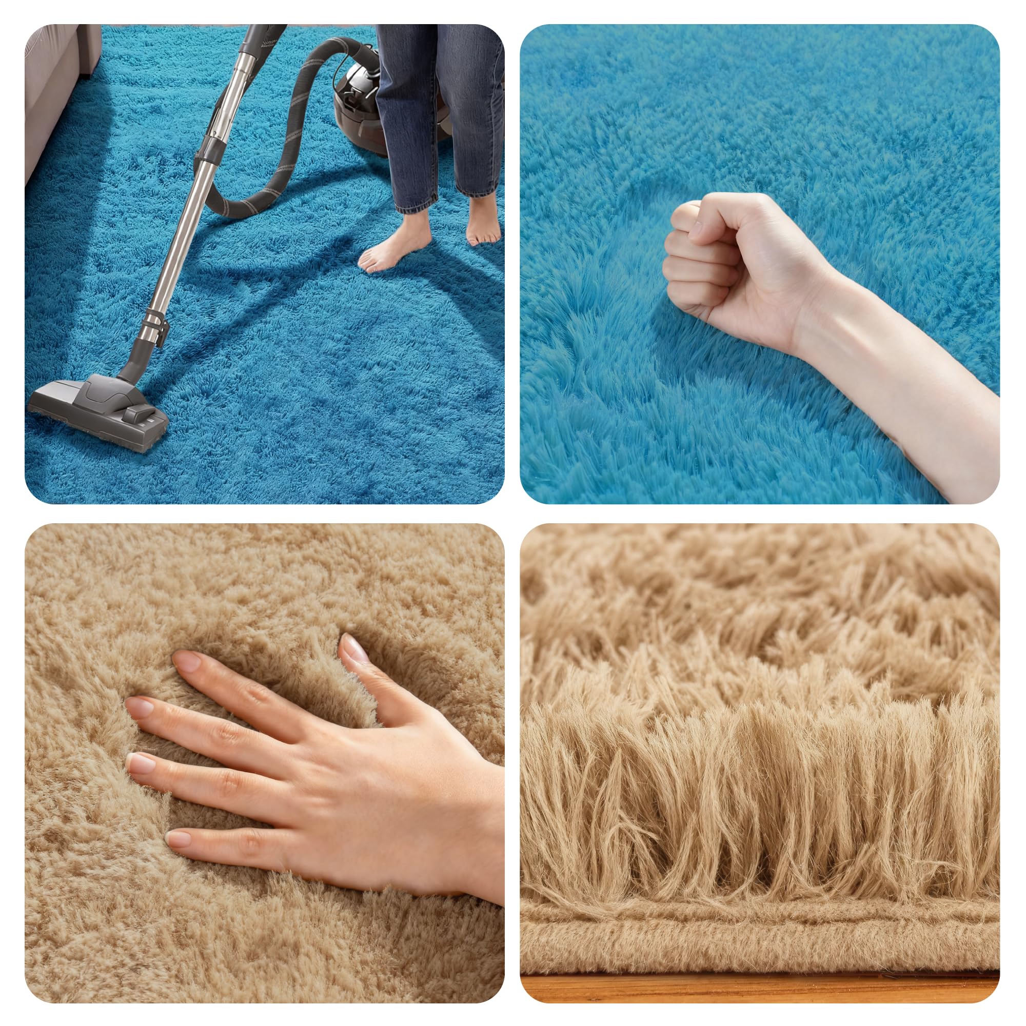 Tapis Chambre 100 x 170 cm Shaggy, Dessous Antidérapant, Ultra Doux, à Poils Longs Tapis Moelleux à Poils Lavable Antidérapant pour Chambre avec Dessous, Gris Clair