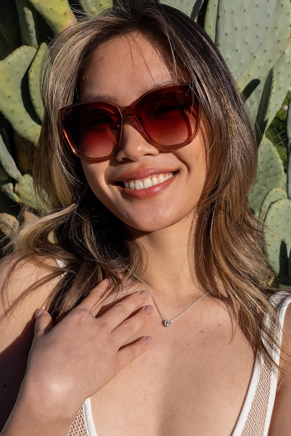 Miniatura 2 de DIFF Gia Designer - Gafas de sol cuadradas de gran tamaño para mujer, 100% UVAUVB, color rosa