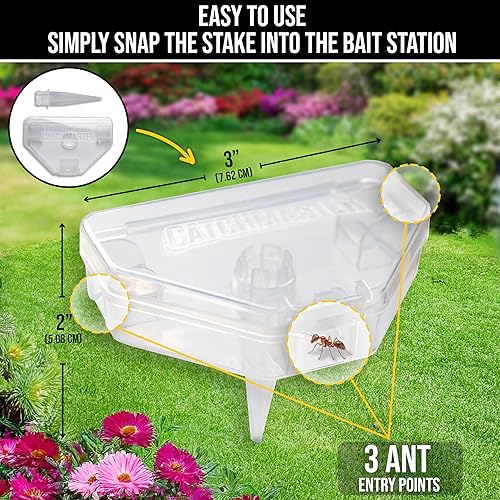 Miniatura 3 de Catchmaster Defiant - Trampas para hormigas reutilizables para exteriores (paquete de 5)  Mata hormigas en jardín, tierra o mantillo, cebo líquido