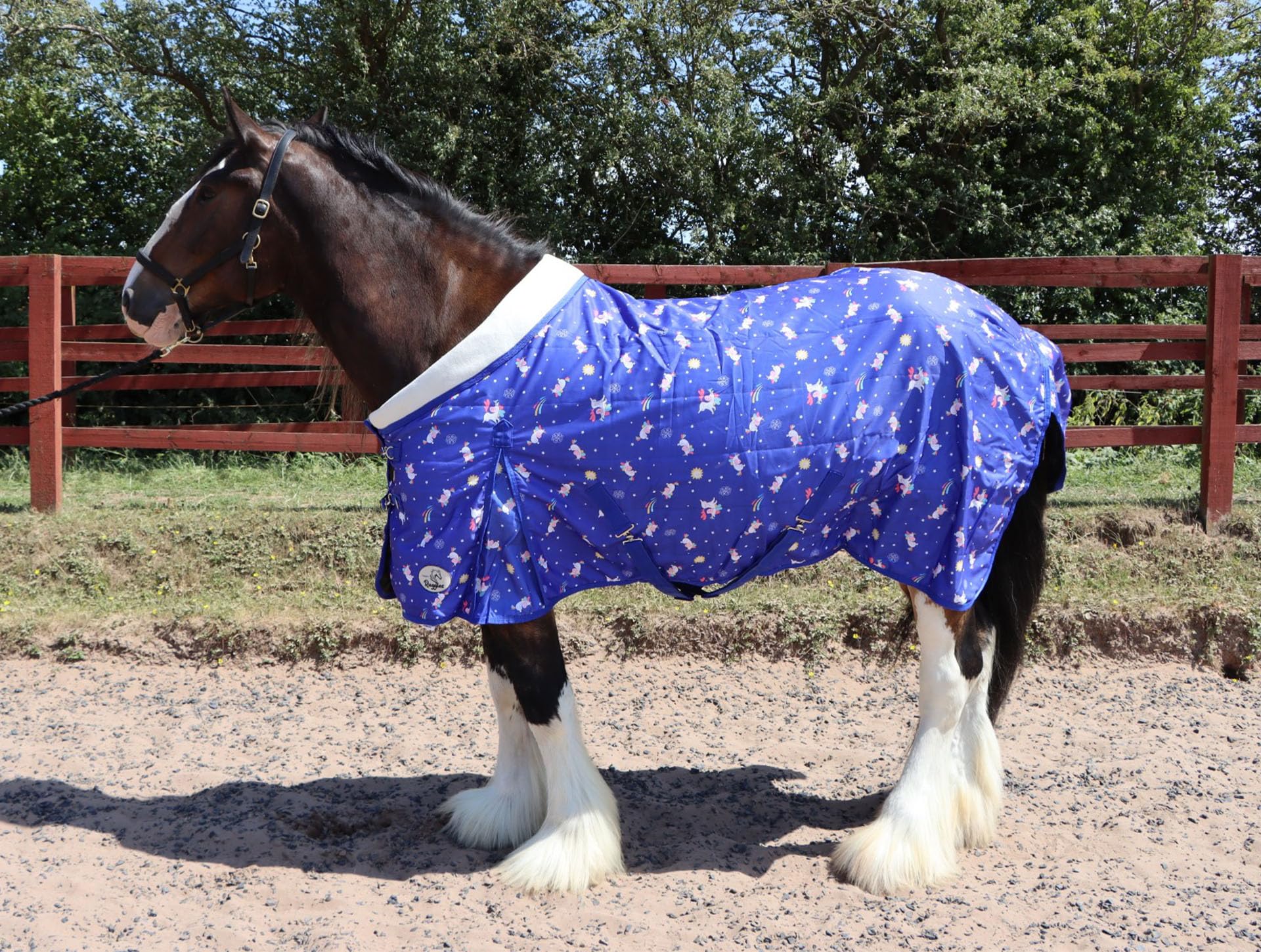 Ruggles Lightweight 50g Stable Rug for Heavy Horses - Clydesdale Shire Percheron | Fleece Collar| Smart Versatile Rug - Unicorn Print (Unicorn Print, 6' 9")