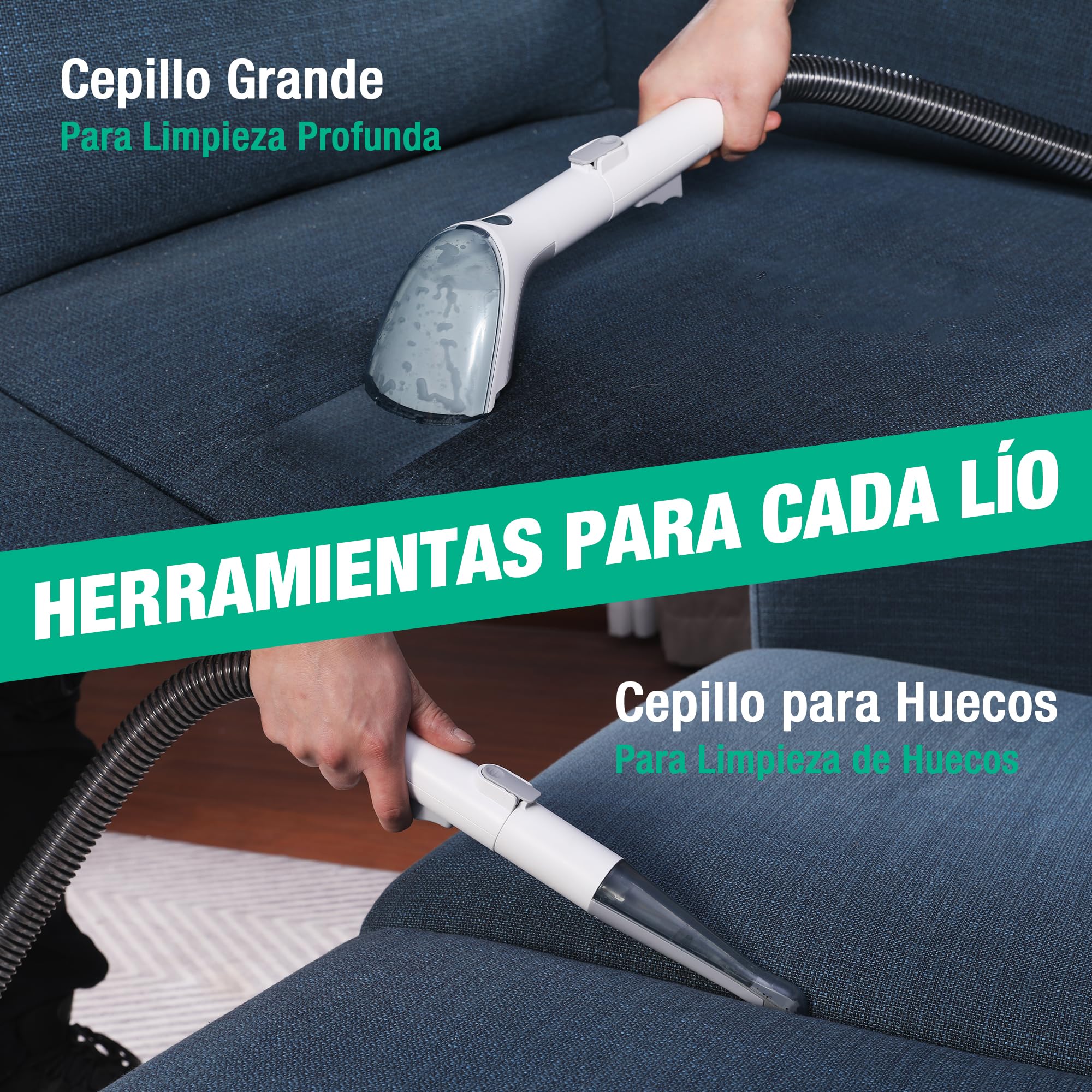 HAUSHOF StainZapper Pro Aspiradora de Agua Tapiceria, 450W Limpiador de Manchas, Limpia Tapicerias con Detergente y Cepillo, Limpiador de Tapicerias para Alfombras, Sofás