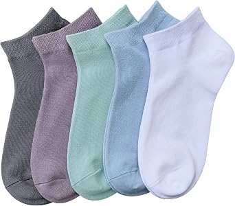 SERISIMPLE Women Viscose Bamboo Ankle Socks Low Cut Thin Sock Lightweight Pastal Color Soft Sock 5 Pairs