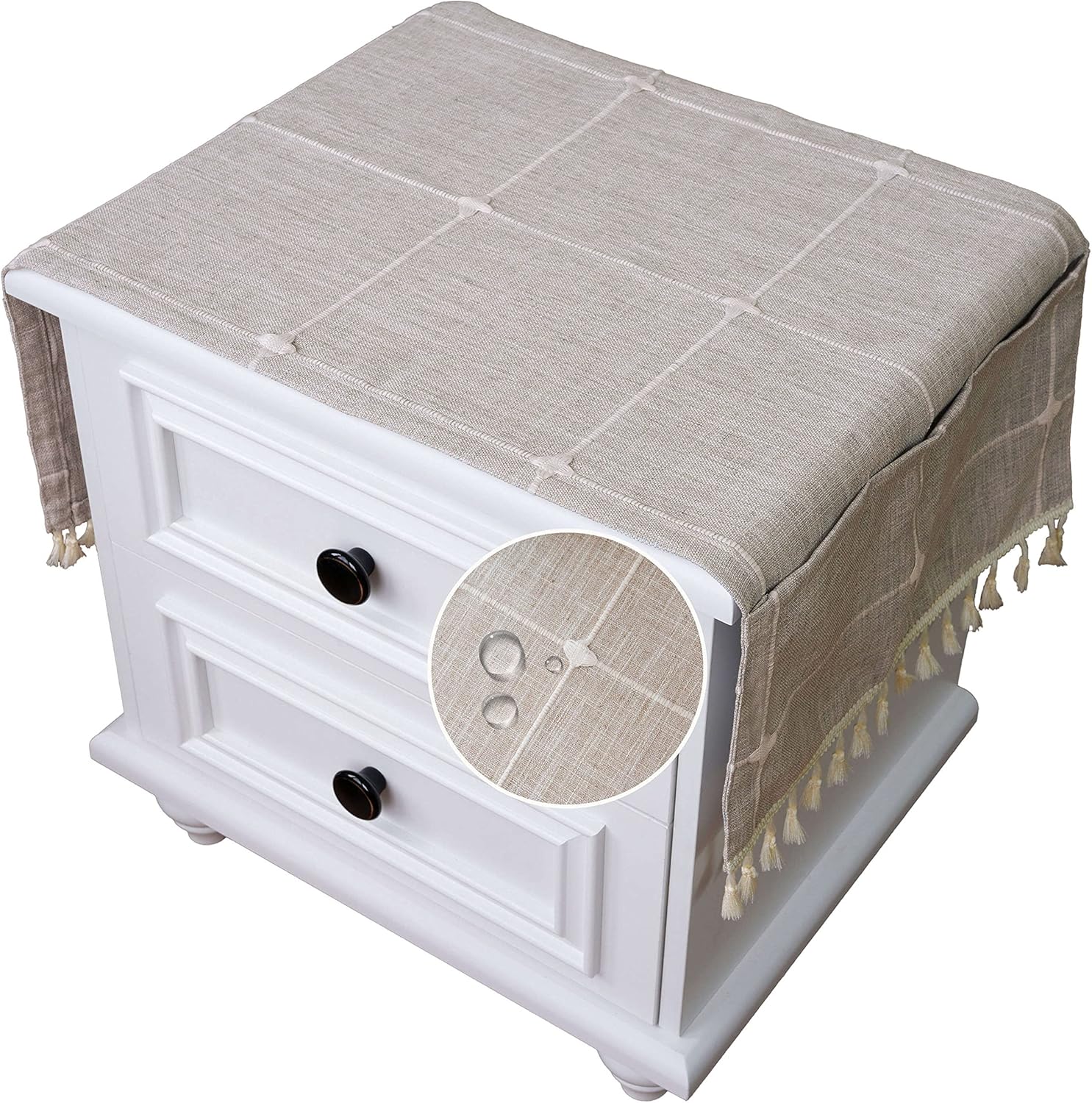 qiden Nightstand Cover, Rectangle Bedside Tablecloth with