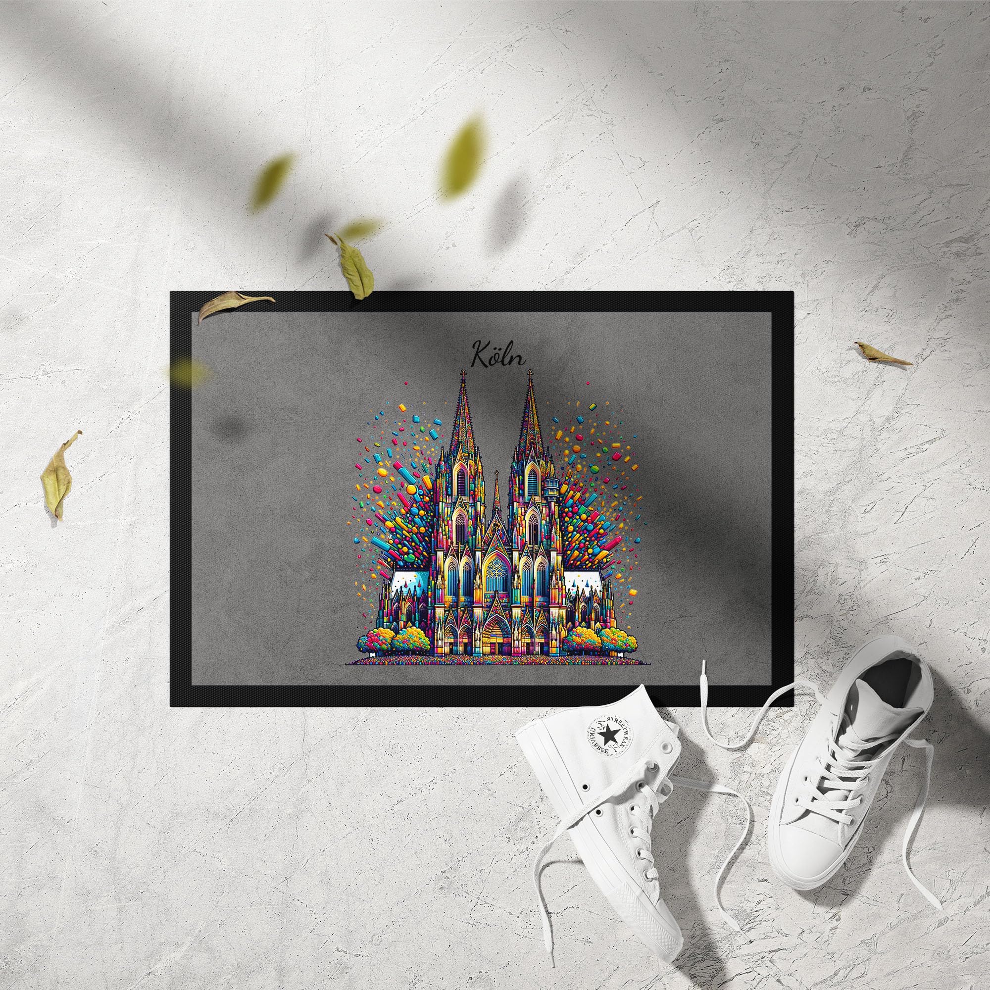 Fußmatte „Köln Konfetti Kölner Dom“ – 60 X 40 Cm, Karneval & Fasching Design | Rutschfest