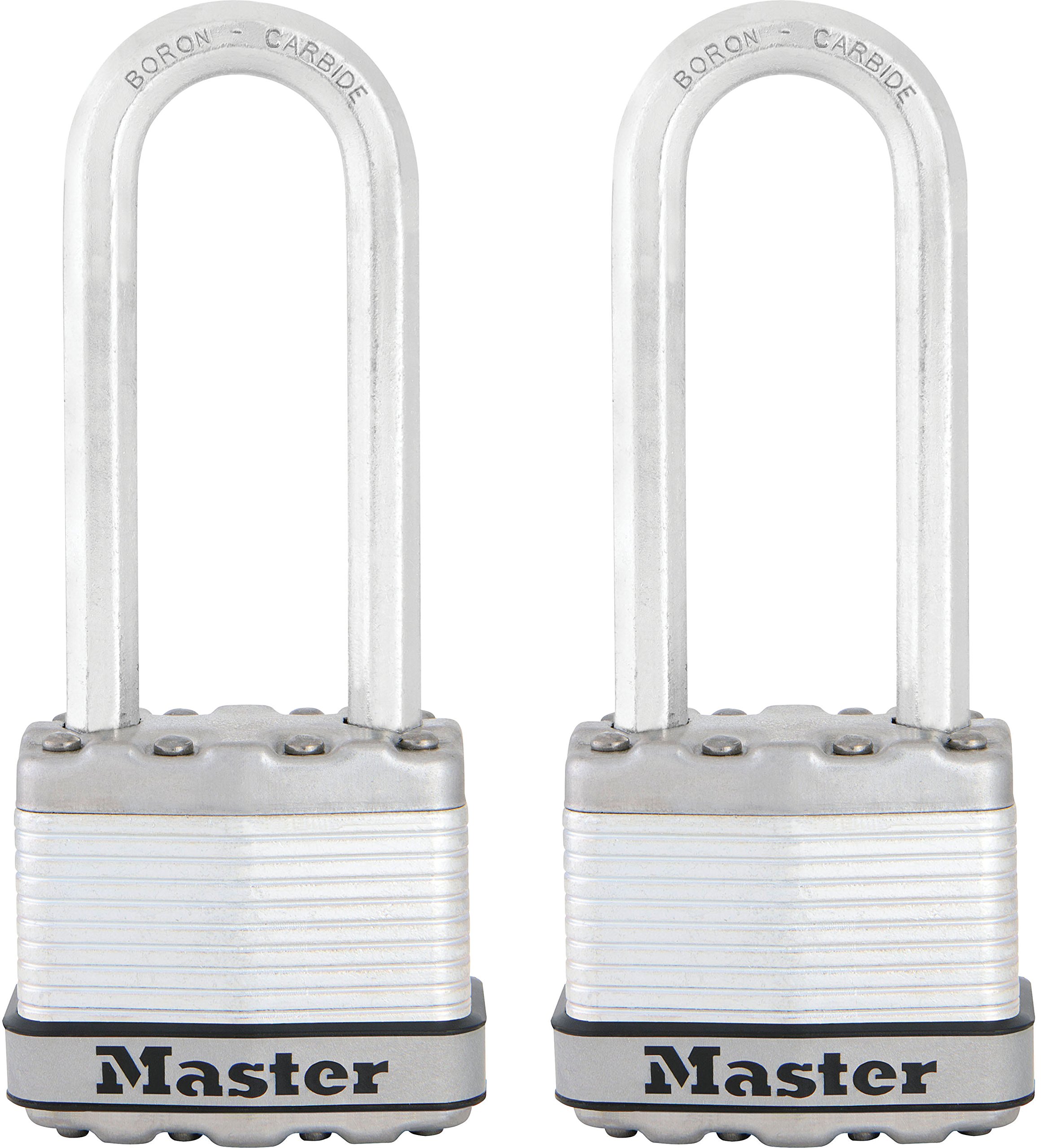 Master Lock M1XTLJCCSEN 1-3/4-Inch Wide Magnum Laminated Steel Padlock, 5/16-Inch Diameter, Shackle Clearance, Twin Pack, 2-1/2-Inch Shackle