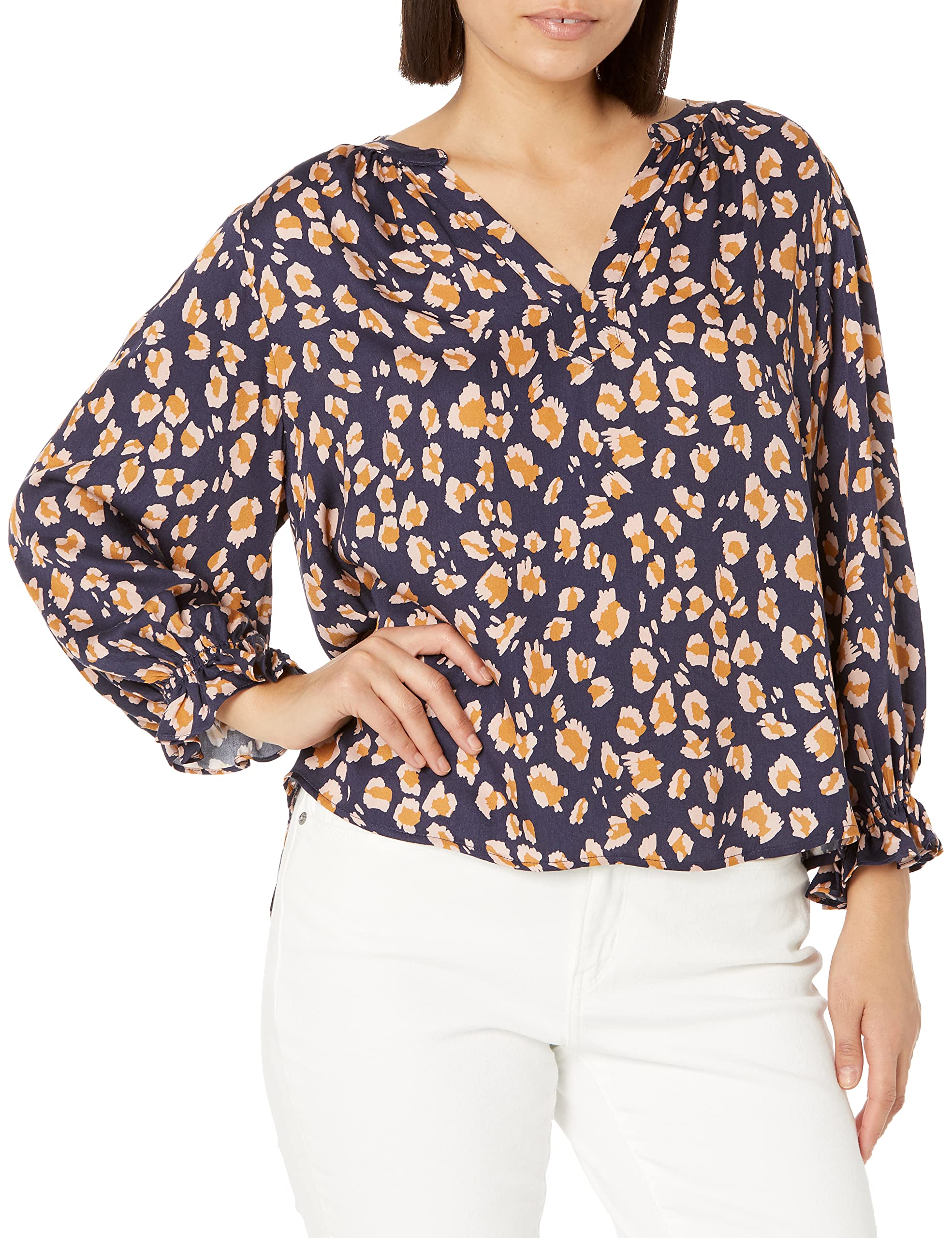 Velvet by Graham & Spencer womens Kacy Printed Satin Long Sleeve Blouse Blouse