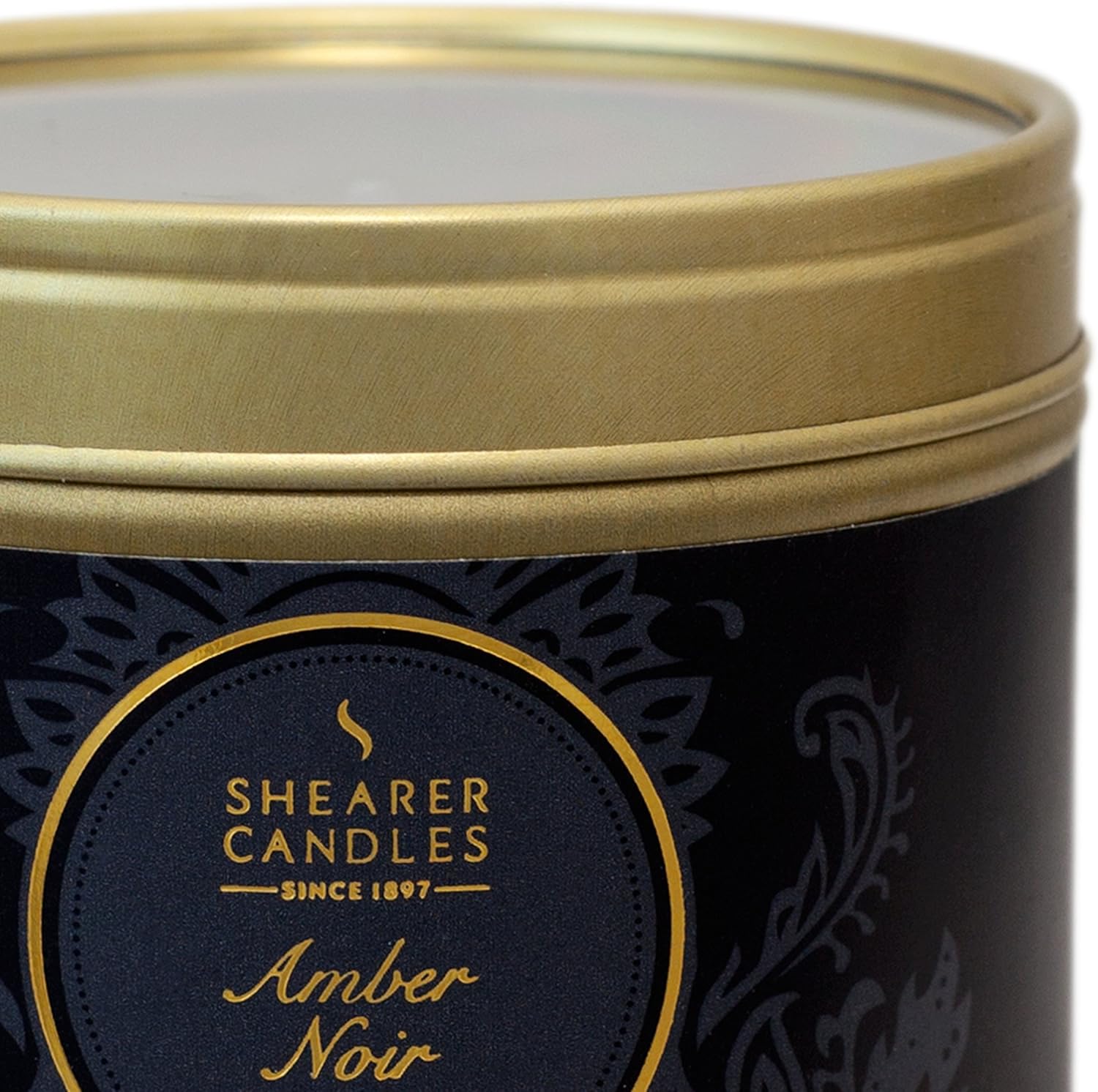 Shearer Candles Amber Noir Small Scented Gold Tin Candle - Black