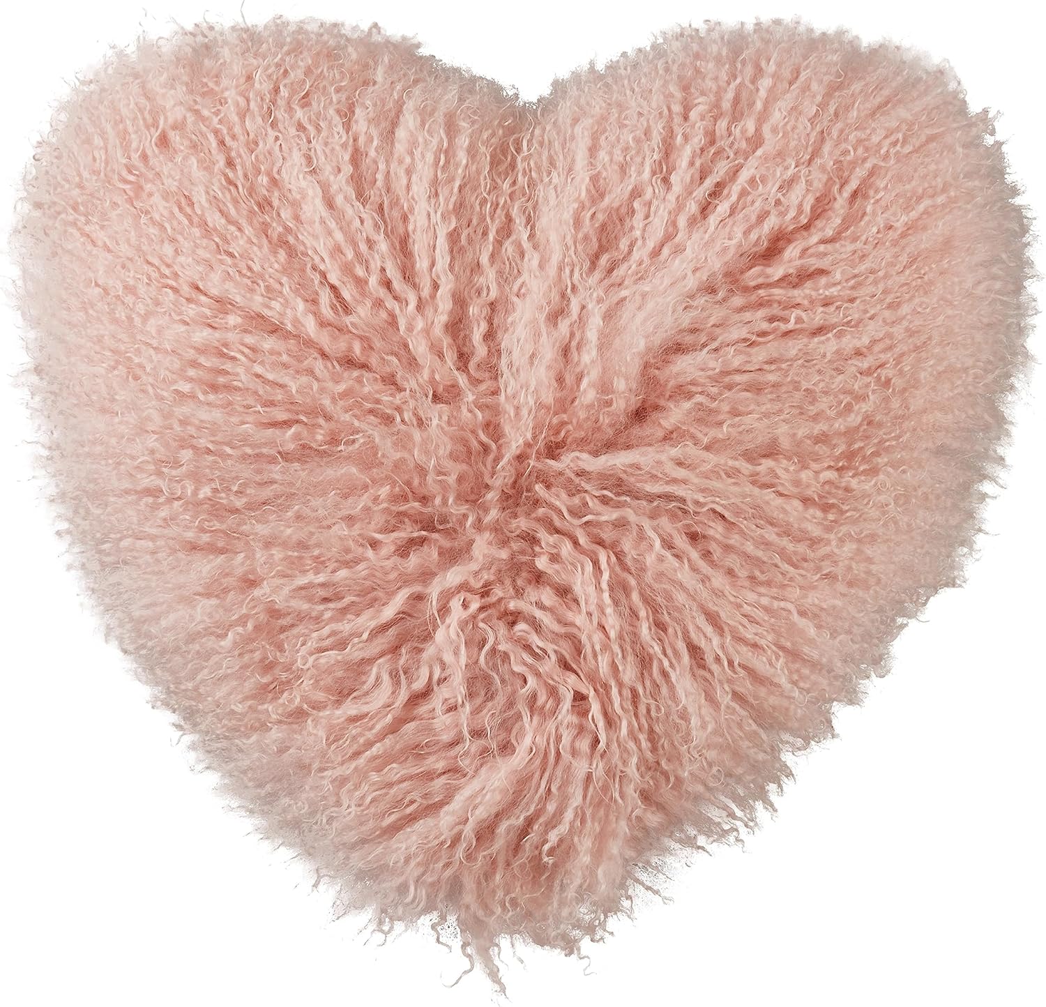 SARO LIFESTYLE Cozy Love Heart-Shaped Mongolian Lamb Fur Poly Filled Throw Pillow