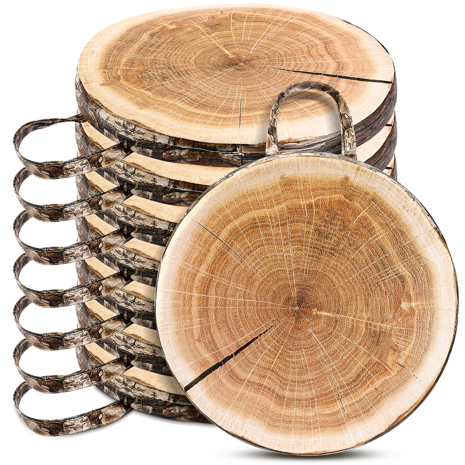 Suzile 8 Pcs Wood Slice Kids Floor Cushions for Classroom, Round Tree Stump Throw Pillows, Soft Waterproof Flexible Seating Mat for Home Daycare Preschool Kindergarten