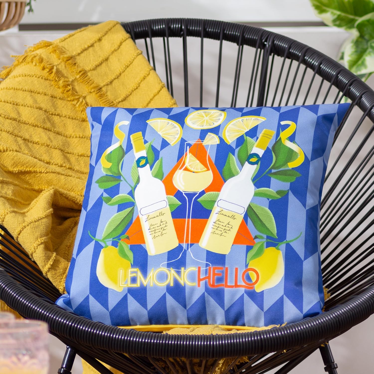 furn. Limoncello Abstract Outdoor Cushion Cover, Blue