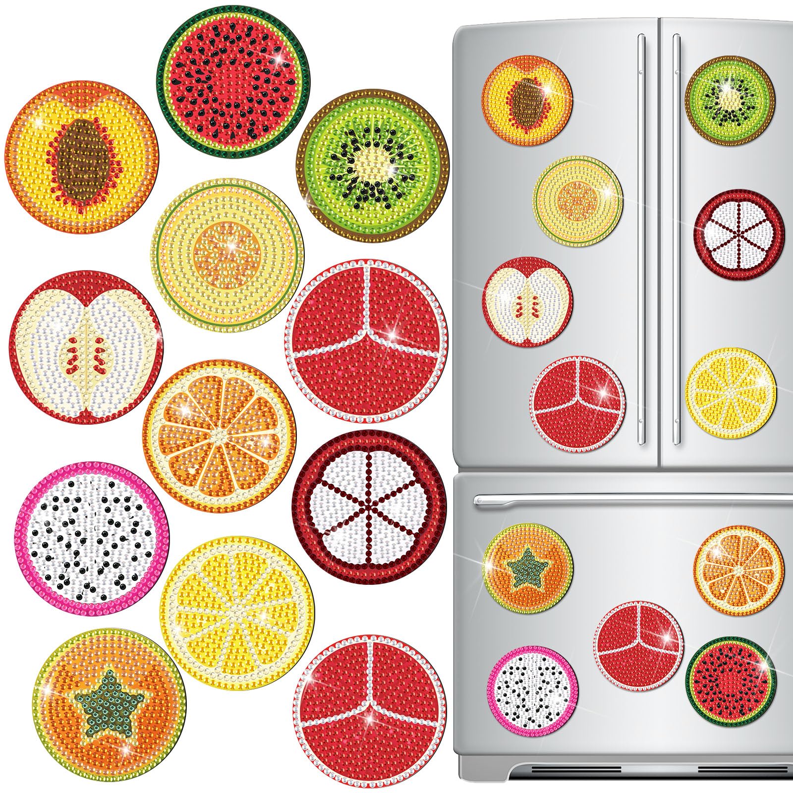 Kits de pintura de diamantes para decorar la cocina con divertidos imanes de frutas Zonon