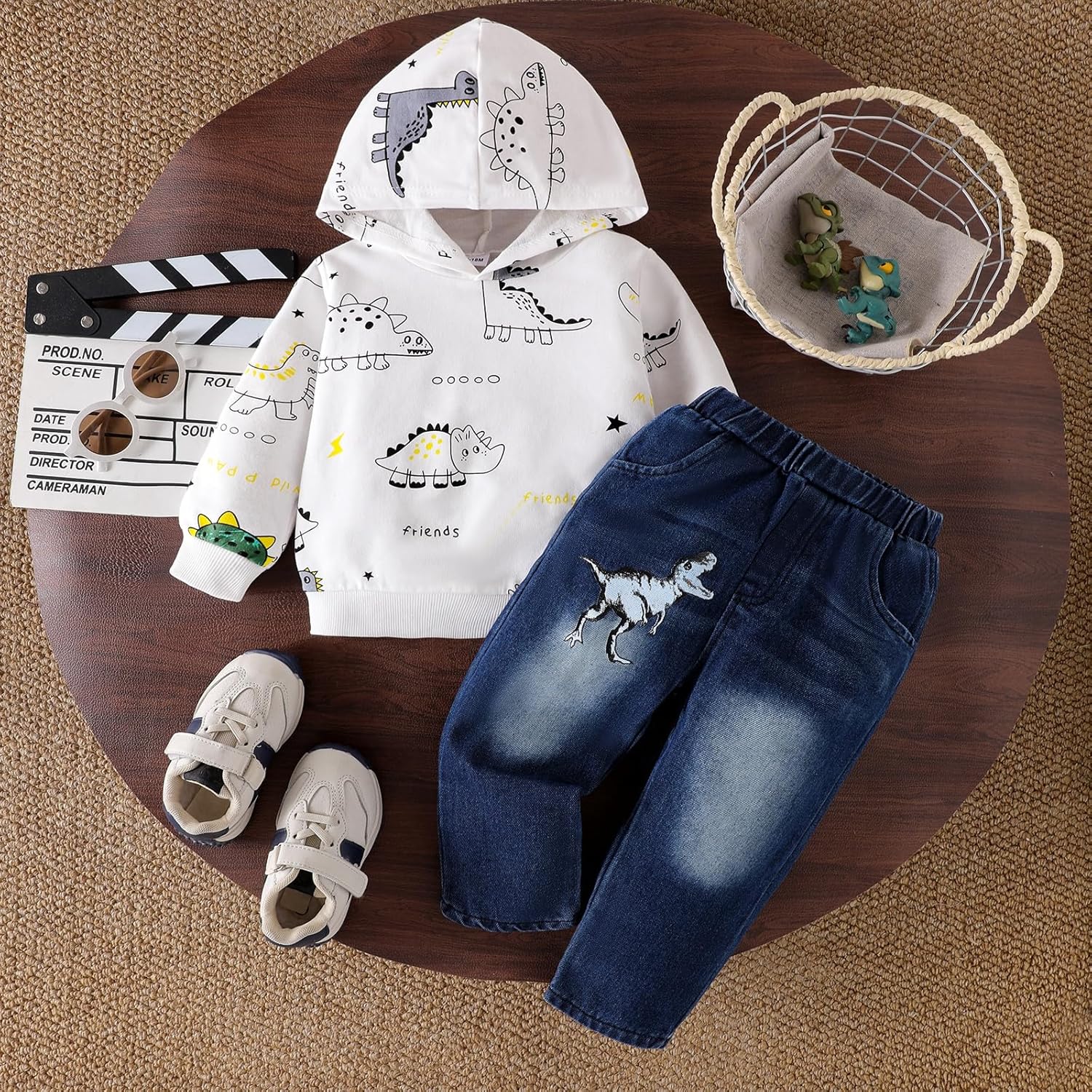 Toddler Boy Clothes Baby Dinosaur Pullover Sweatshirt Infant Pocket Jeans Pants Fall Winter Outfits Set 12 Months-5T - Image 2
