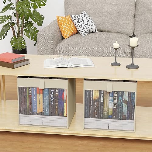 Miniatura 6 de ANBOO Paquete de 4 cubos de almacenamiento de armario con ventana transparente y 2 asas, cubos de almacenamiento plegables de 13 pulgadas para