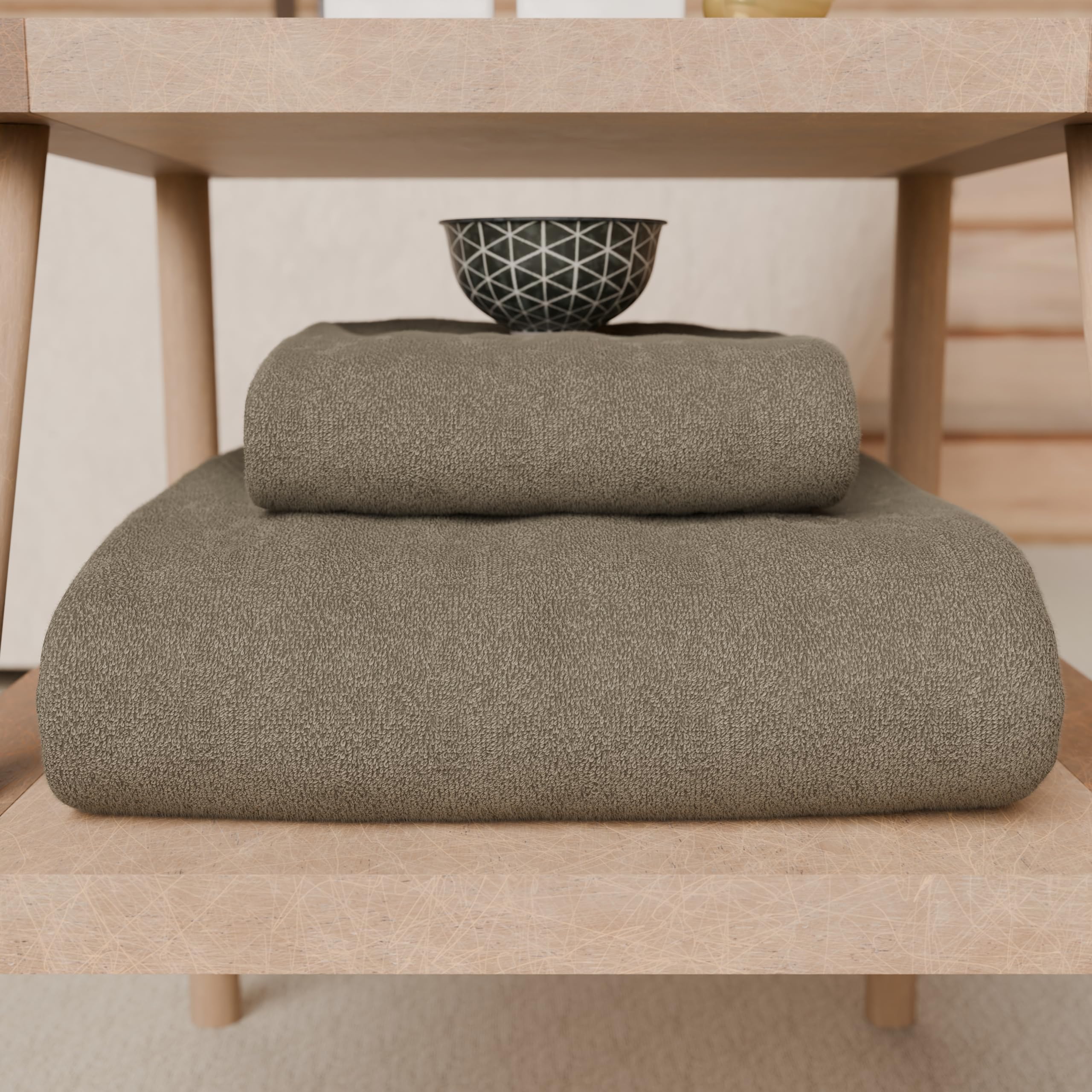PETTI Artigiani Italiani - 100% Cotton Terry Bath Towels, 1+1 Towel Set, 2 Pieces 1 Face Towel and 1 Hand Towel, Mud Towels - Image 4