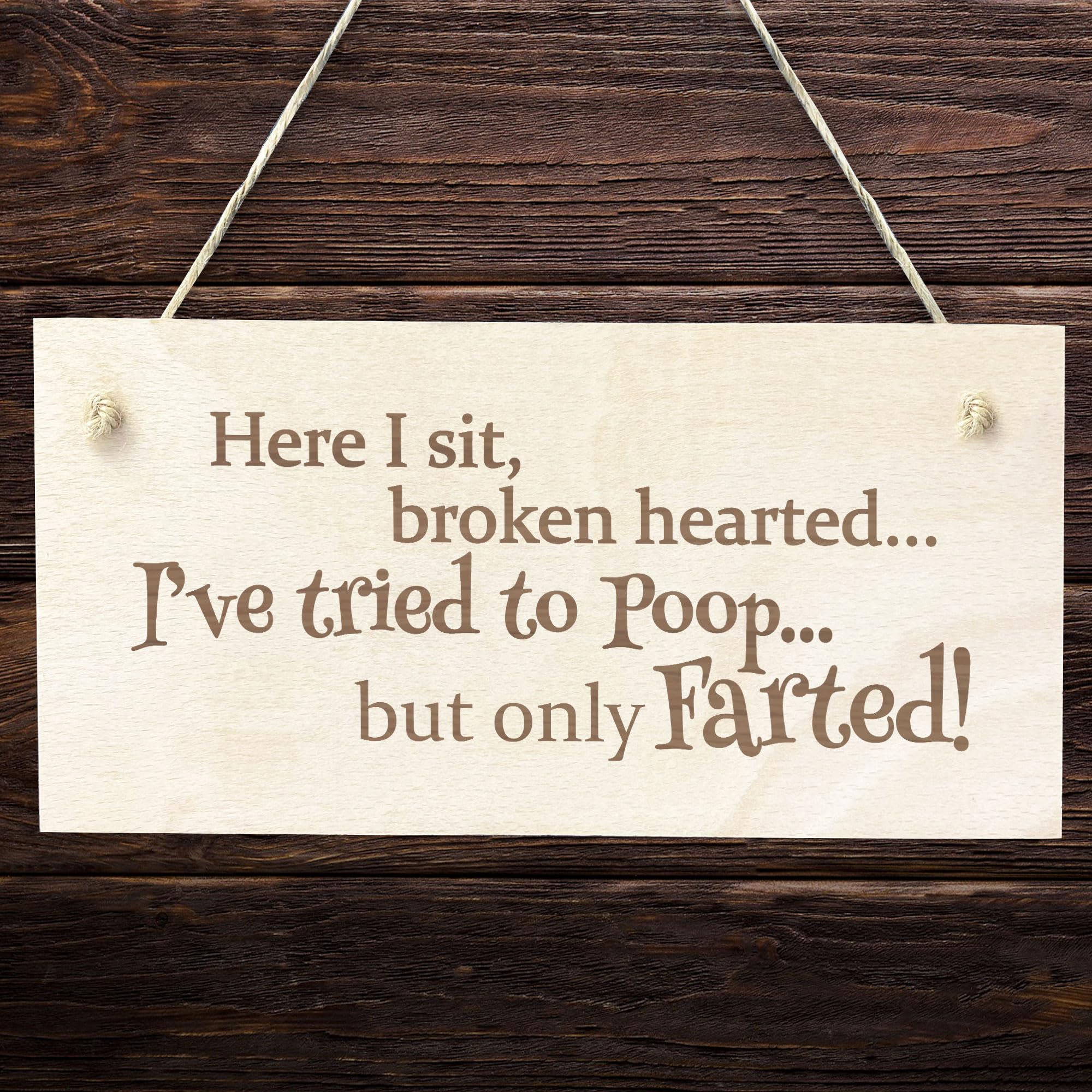 Red Ocean Funny Joke Engraved Wooden Toilet Bathroom Wall Sign Home Hanging Plaque