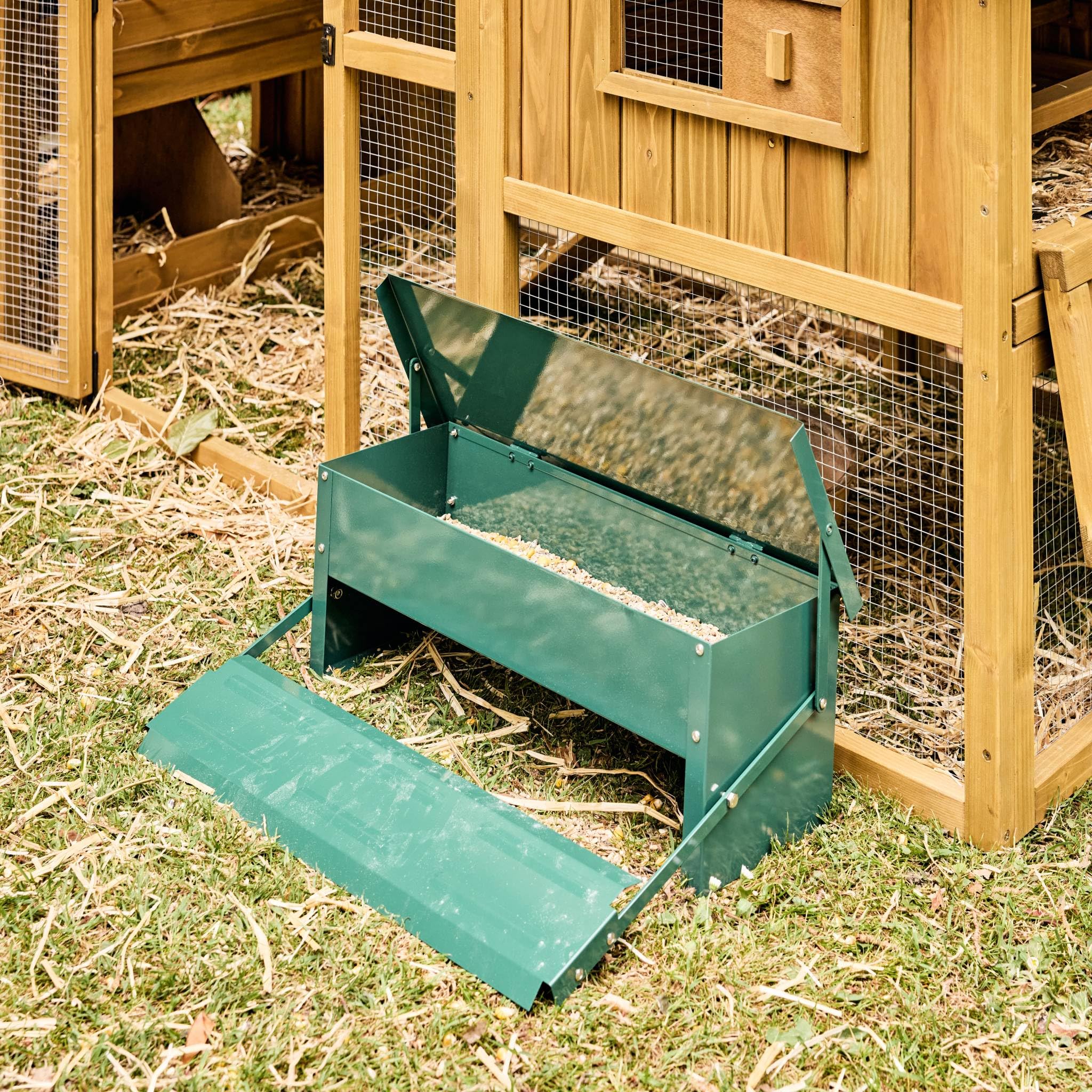 Alimentatore automatico per polli, 5kg, Mangiatoia per polli, Verde, 51x35x18.5 cm