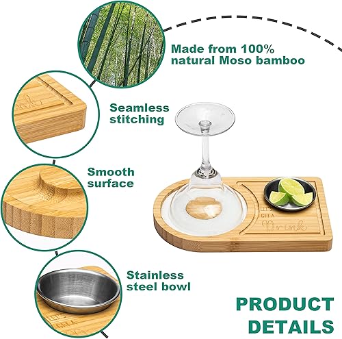 Miniatura 7 de Margarita - Rimmer de sal de bambú, madera de bambú, herramienta de camarero para cóctel y margarita, rimmer de azúcar y sal para vasos anchos de