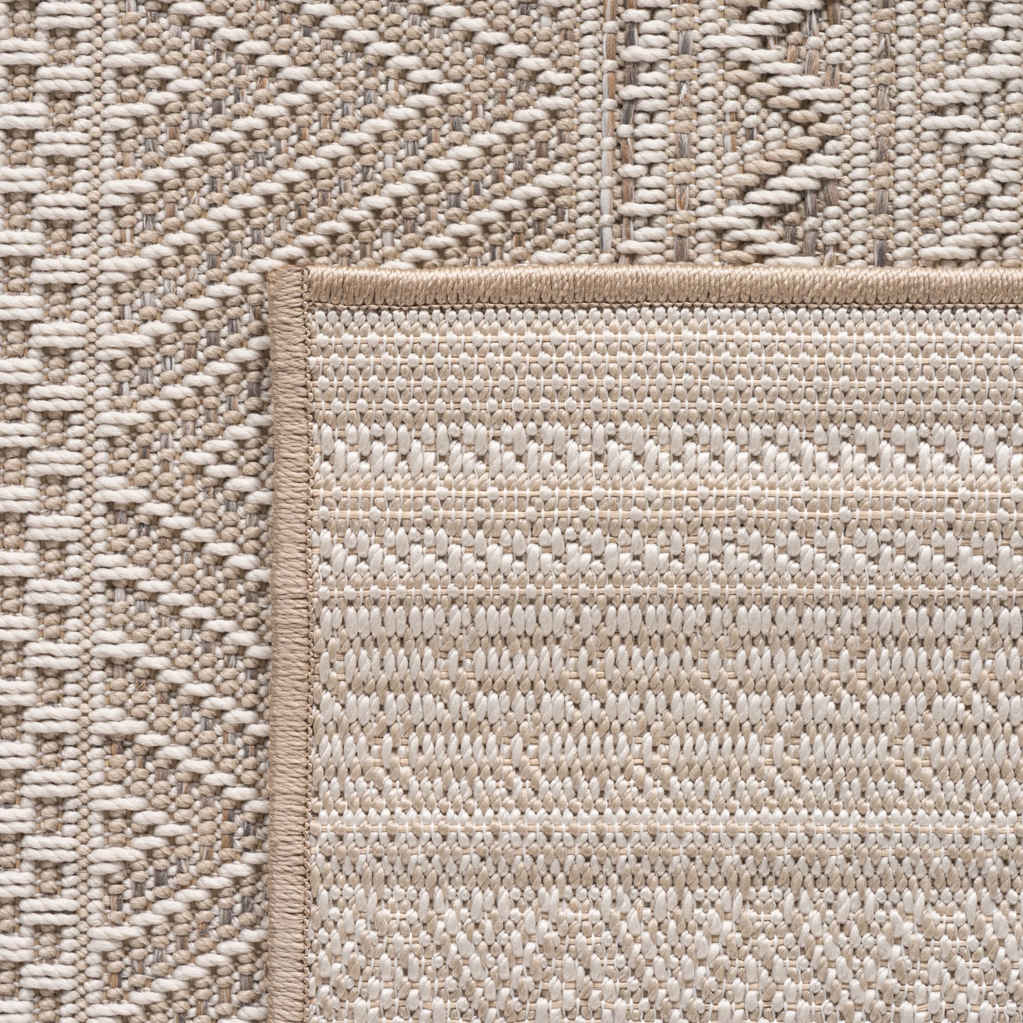 Carpetsale24 Alfombra de Exterior Beige 160x230 cm, Resistente a la Intemperie y a los Rayos UV, para la Cocina, el balcón, la terraza, así como para el salón y el Comedor, diseño Boho escandinavo
